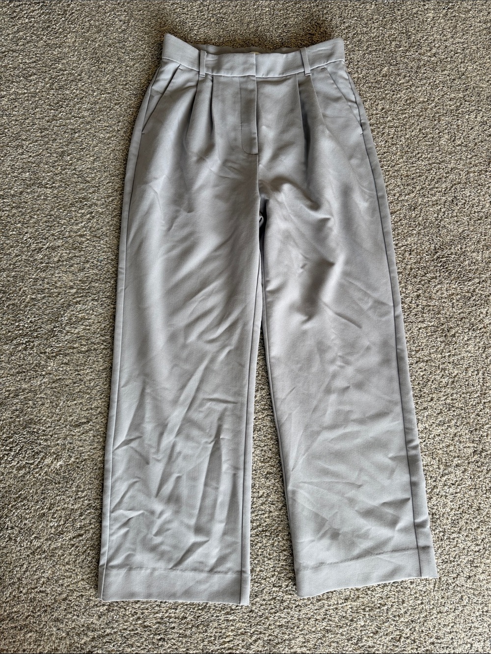 Abercrombie & Fitch Light Gray High-Rise Wide-Leg Pants